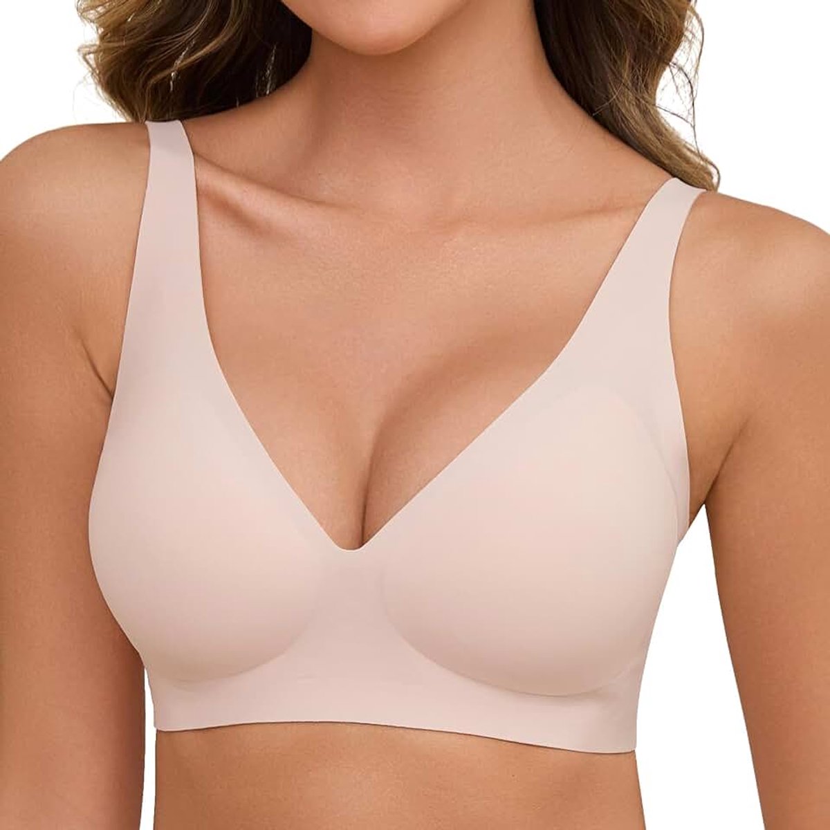 Zonder beugel voor dames, sexy V-hals, push-up beha, gevoerd, comfort naadloze beha met beha-verlenging