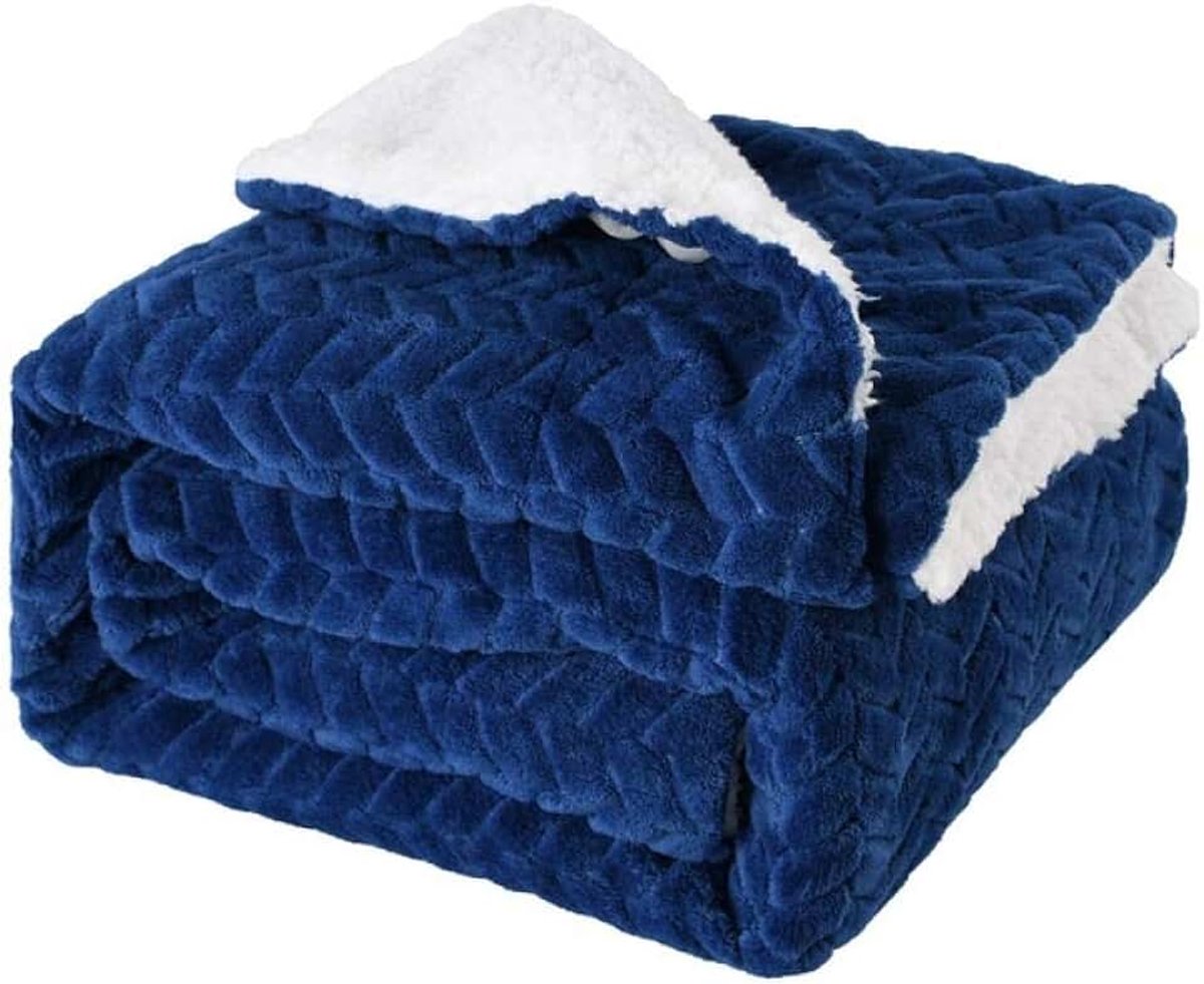 Fleece Dekens Zilvergrijs Reisformaat-Superzacht Fluffy Warm Effen Bed Gooit voor Sofa Microfiber Deken-Bladeren marine_150 * 120 cm
