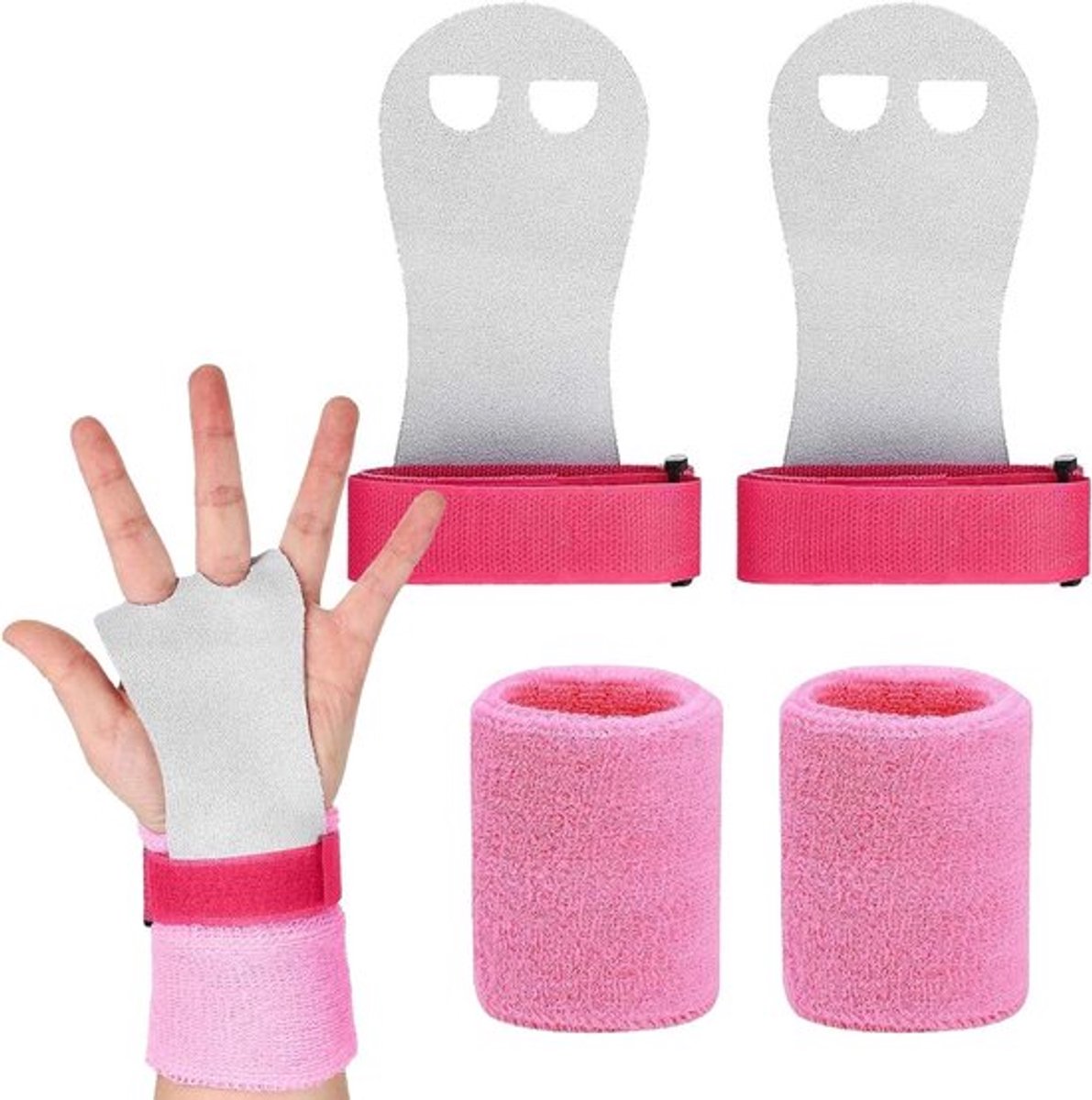 Grippads voor kinderen - Optrekgrepen - Sporthandschoenen - Handpalmbescherming - Polssteun - Kettlebells - Sport - Training - Oefening - Stanggrepen