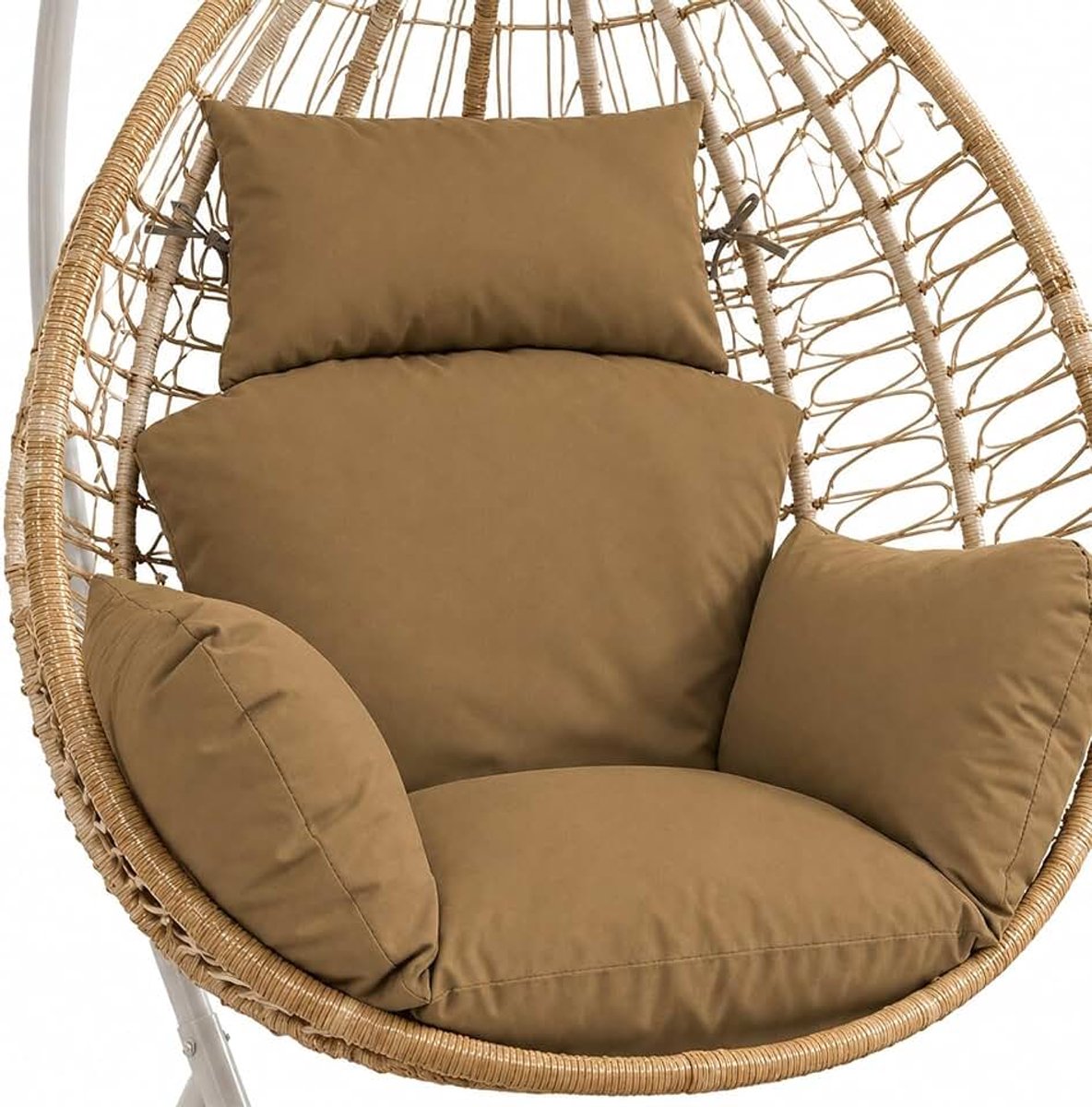 Kussen voor hangstoel, schommelstoel buiten, modern, polyester, zitkussen, zacht, waterdicht, vervangend kussen voor balkon en tuin, kussen met hoofdsteun voor rotan hangstoel