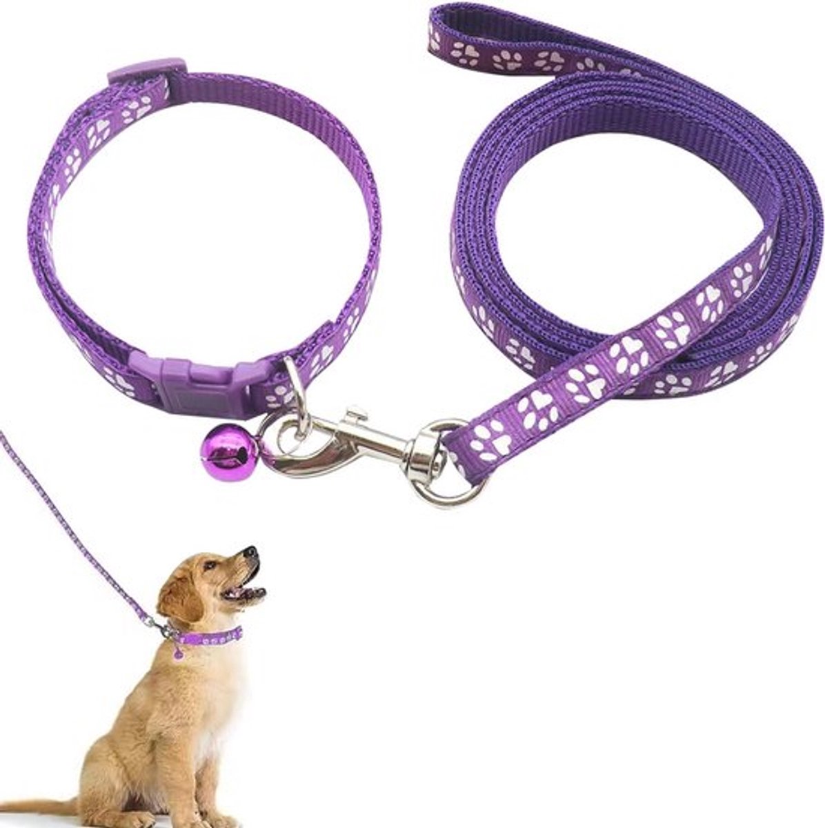 Zachte verstelbare halsband en riem set voor kleine en middelgrote honden en katten