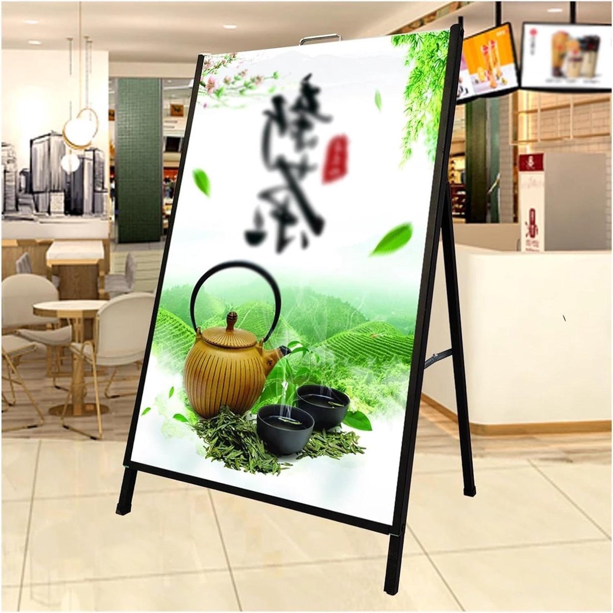 Stoepbord Posterstandaard - A-Board Display Rek - Reclame Tonen - Dubbelzijdig Model - 60x90cm - Zwart