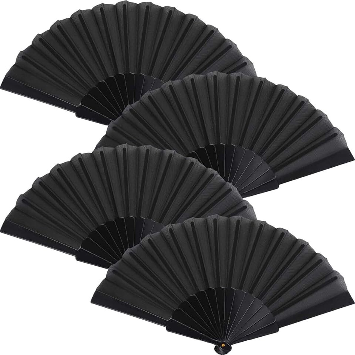4 stuks draagbare opvouwbare ventilator Chinese ventilator oosterse stoffen ventilator voor dansen, feesten, huwelijkscadeaus, doe-het-zelf decoratie, woondecoratie (zwart)