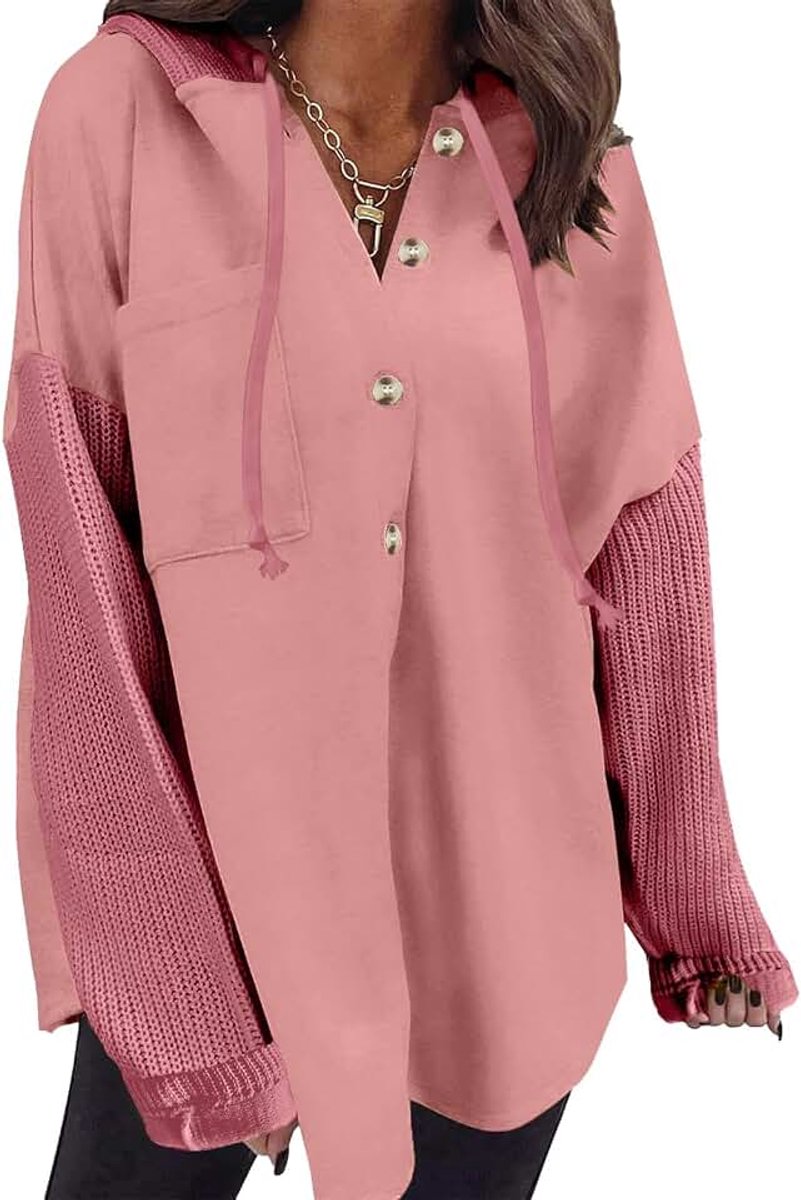 Sweatshirt Dames met Capuchon Lange Mouwen Pullover Dames Hoodie Casual V-hals Jas Vest Herfst Winter