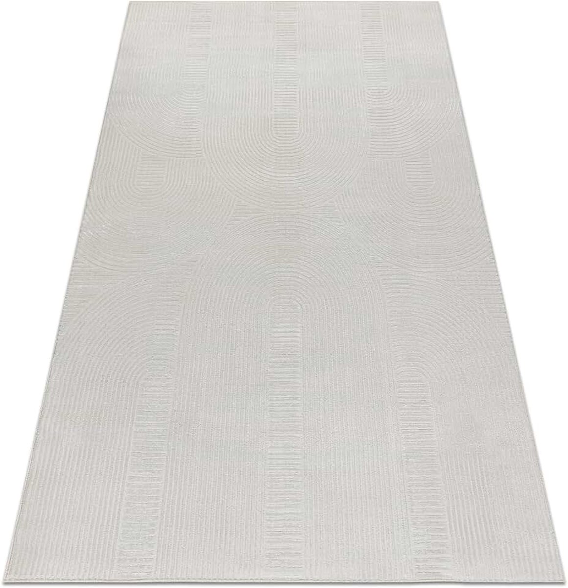 9086 crème - geometrisch, gestructureerd, glamoureus - zacht & modern voor woonkamer, slaapkamer, kantoor, jeugdkamer - 200x290 cm