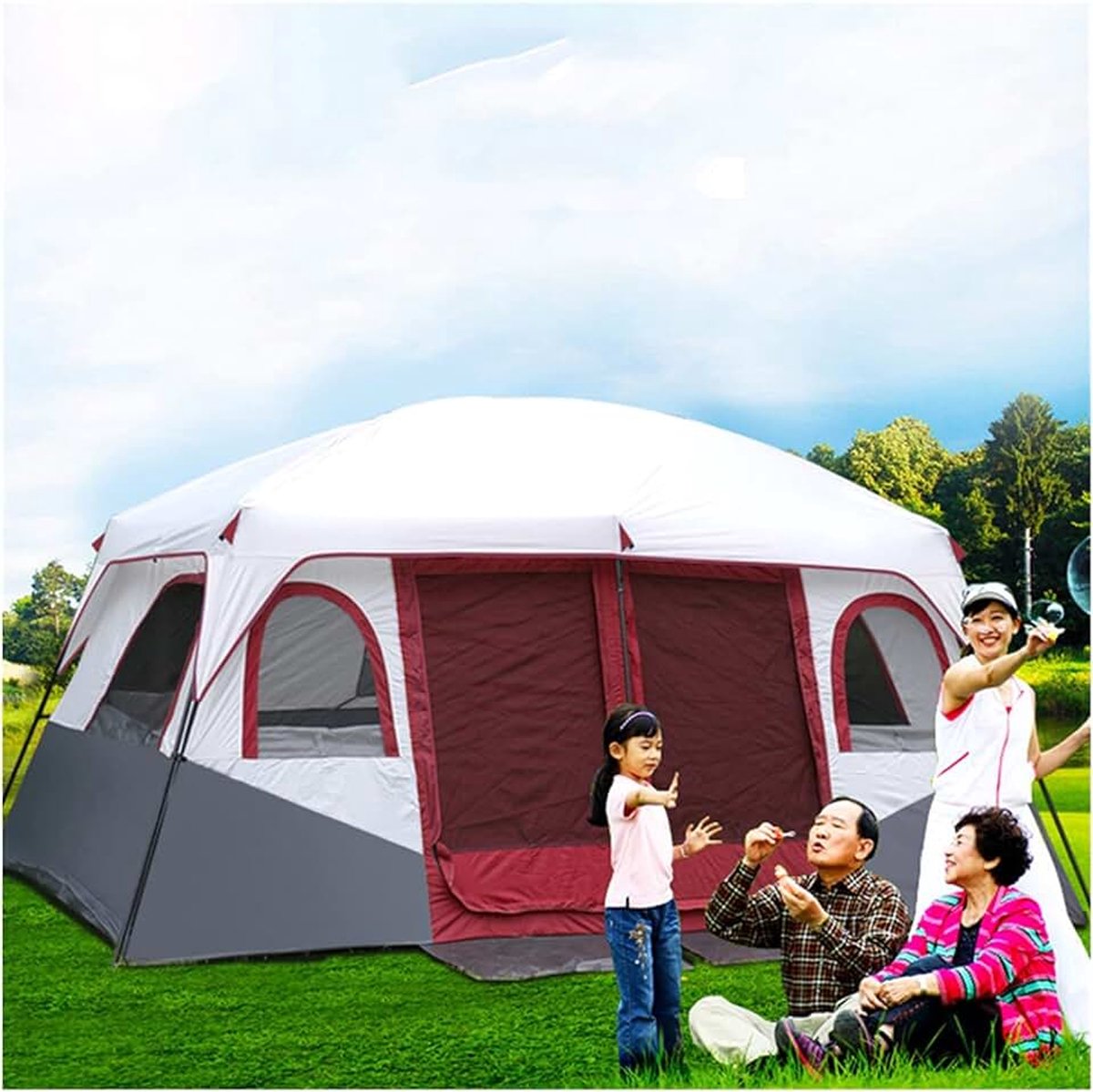 8-12 Persoonstent, Familie Tent Met 2 Slaapkamers, Camping Tenten & Schuilplaatsen, Grote Tent 12 Persoons Buitententen, Festival Essentieel, 100% Waterdichte Campingtent Genaaid In Grondzeil
