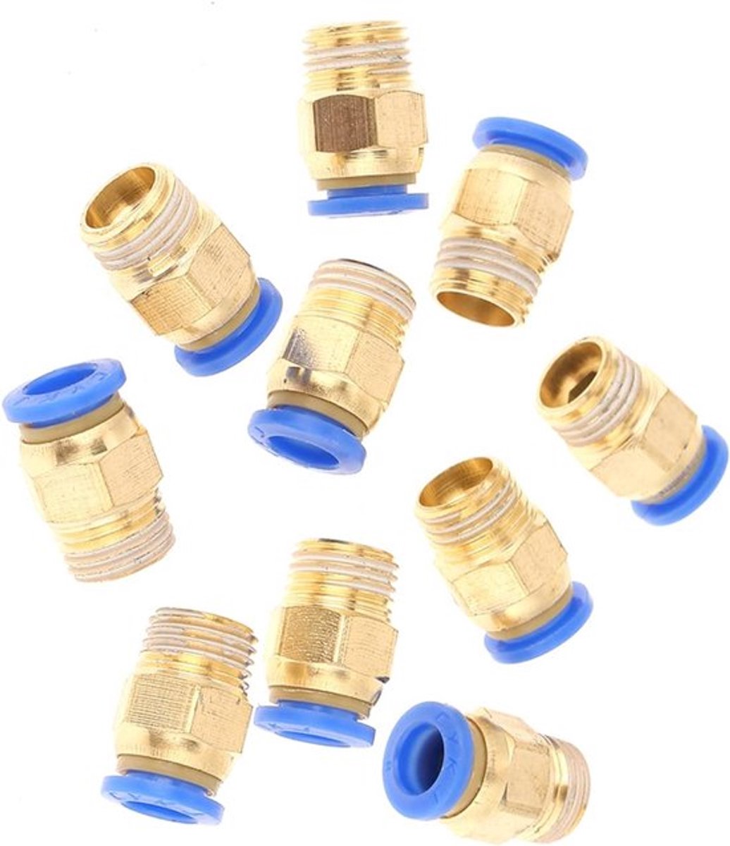 20 stuks 8 mm diameter schroefdraad 1/4 BSP set luchtafittings en adapters, Push-to-Connect fittingen, rechte pneumatische snelkoppeling luchtlijnkoppeling