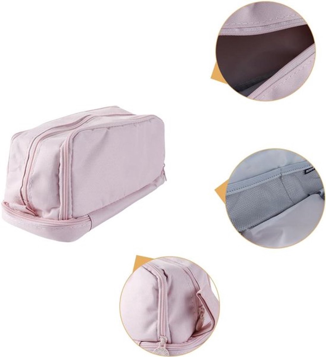 - Etui voor opbergen van kantoorbenodigdheden - Organizer met 4 compartimenten - Geschikt voor op reis - Grijs Etui, grote organizer voor studenten en make-up - Grijs formaat.
