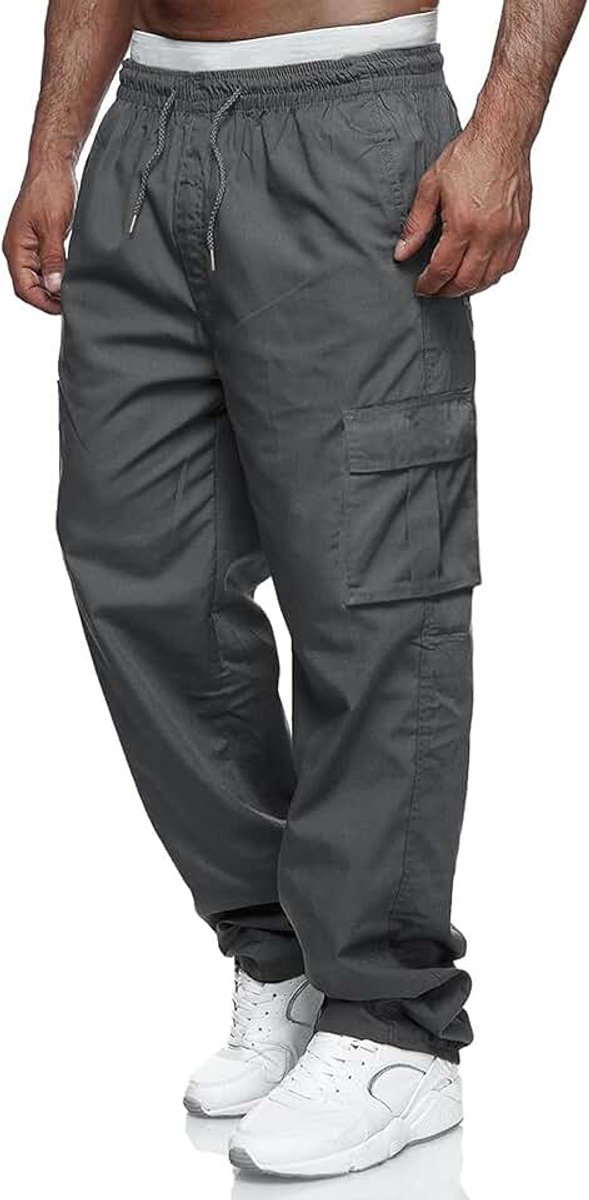 Lora Cargobroek heren joggingbroek sportbroek regular fit met zakken casual broek met elastische taille