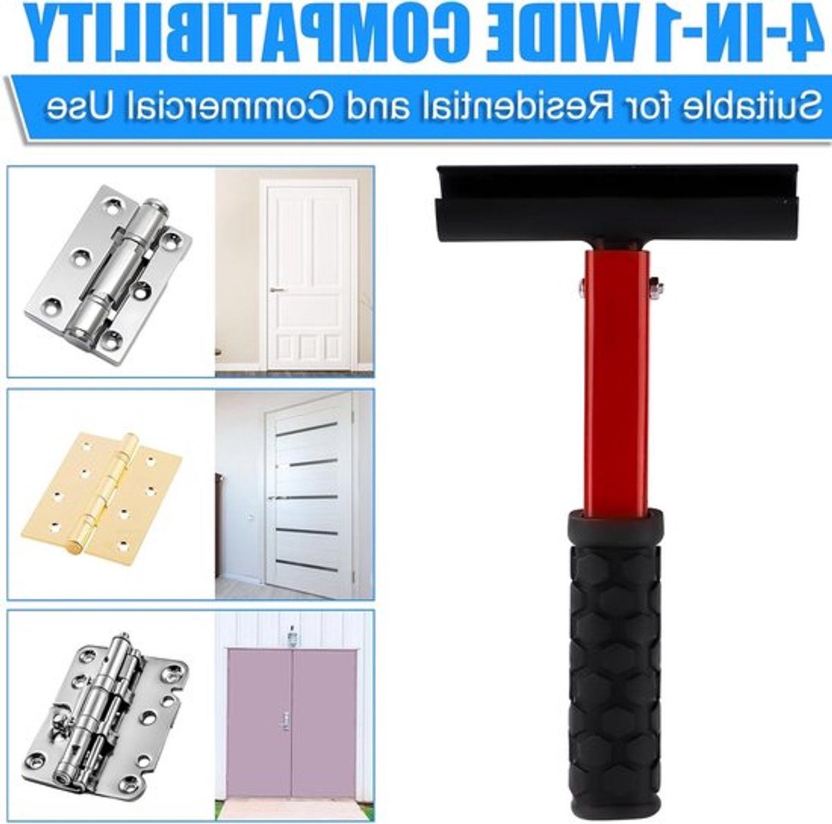 Set van 5 verstelbare scharniergereedschappen, 4-in-1 deur scharnier reparatietool voor woning en bedrijf, robuuste scharnierafsteller met rubberen grip en gebruiksgemak