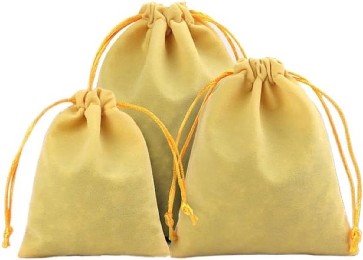 24 stuks fluwelen zakjes met trekkoord, kleine cadeauzakjes, sieraden opbergzakjes - geel, 17 x 23 cm