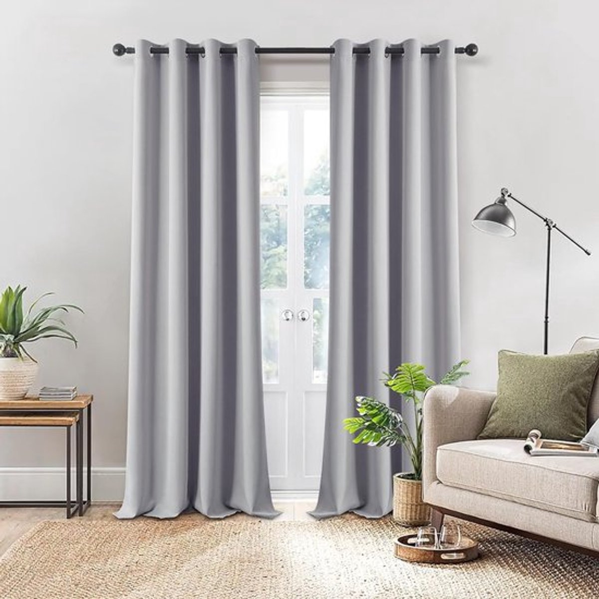 Zwarte verduisteringsgordijnen voor buitengebruik, 140 x 240 cm, set van 2, ideaal voor balkon en privacy