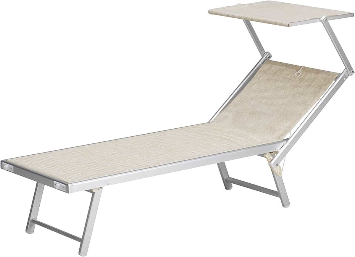 Strandstoel van aluminium en textileen 720 gr/m2 kleur appelbeige