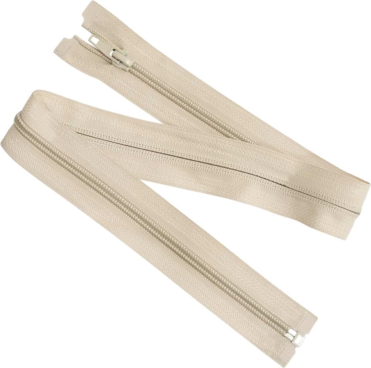 - Set van 8 spiraalritsen N°5 55 cm deelbaar met schuiver - van metaal nylon polyester - kleur lichtbeige - naaien DIY textiel creaties