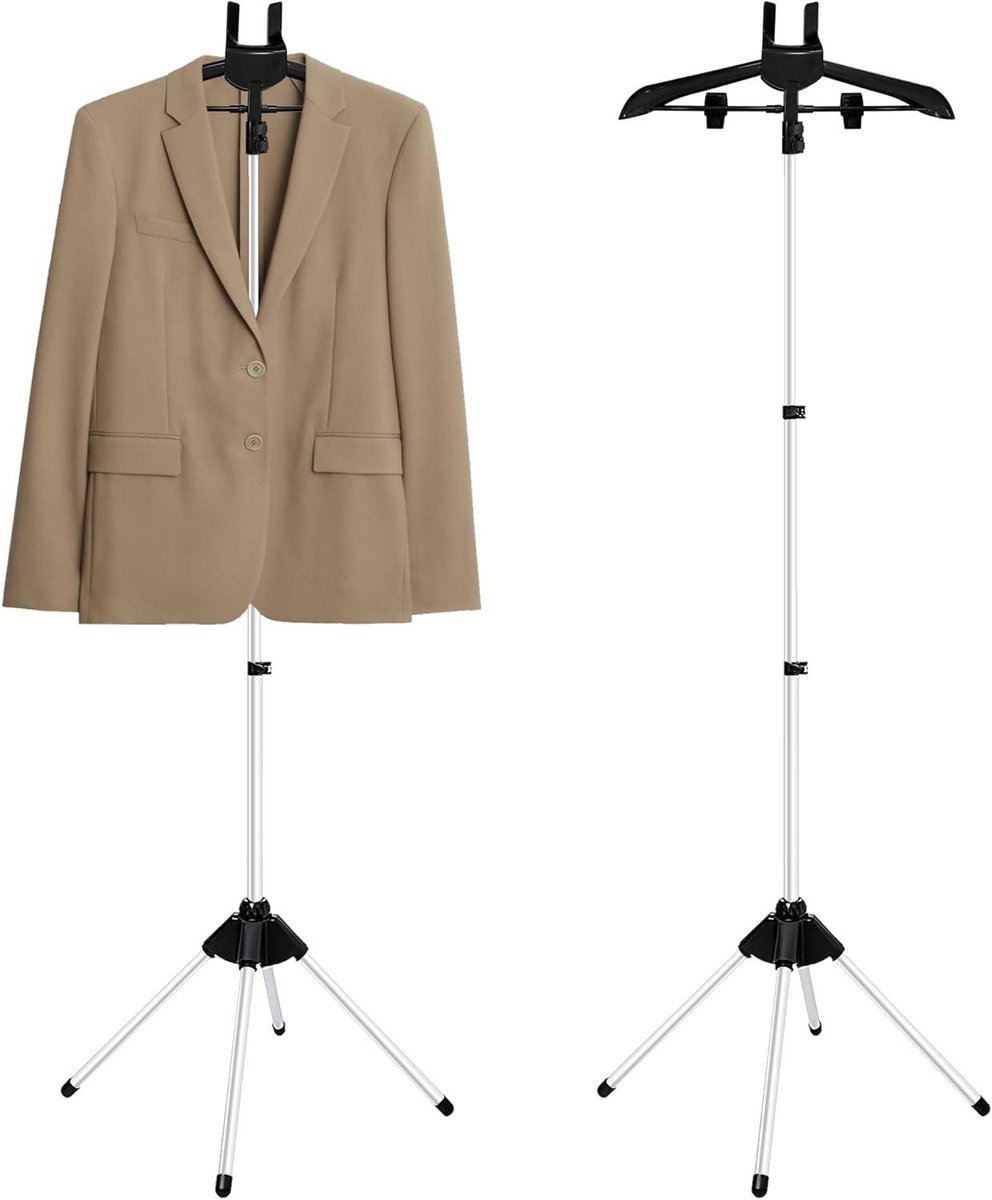 Kledingstomer Standaard - Stoomrek Inklapbaar - Kleding Stomen - Telescopisch Verstelbaar - Tot 160 cm - Zwart