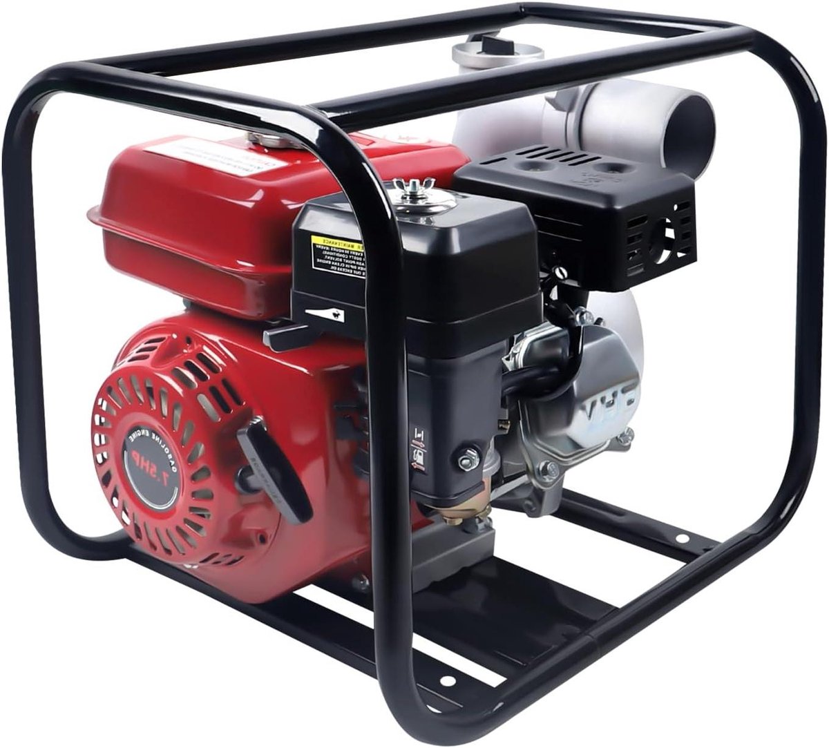 Benzine Waterpomp - Motorpomp Afvalwaterpomp - Landbouw Irrigatie - Hoge Debiet 60m³/u - 7.6 cm Inlaat/Uitlaat - Rood