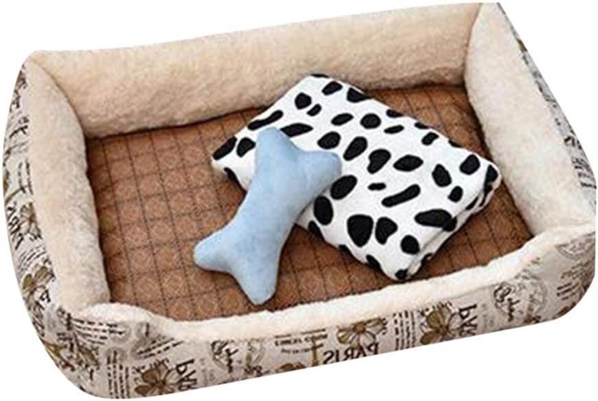 Huisdier Mand - Hondenmand Kattenmand - Comfortabel Rusten - Afneembaar Binnenkussen - XXL 110x90x15 CM - Beige