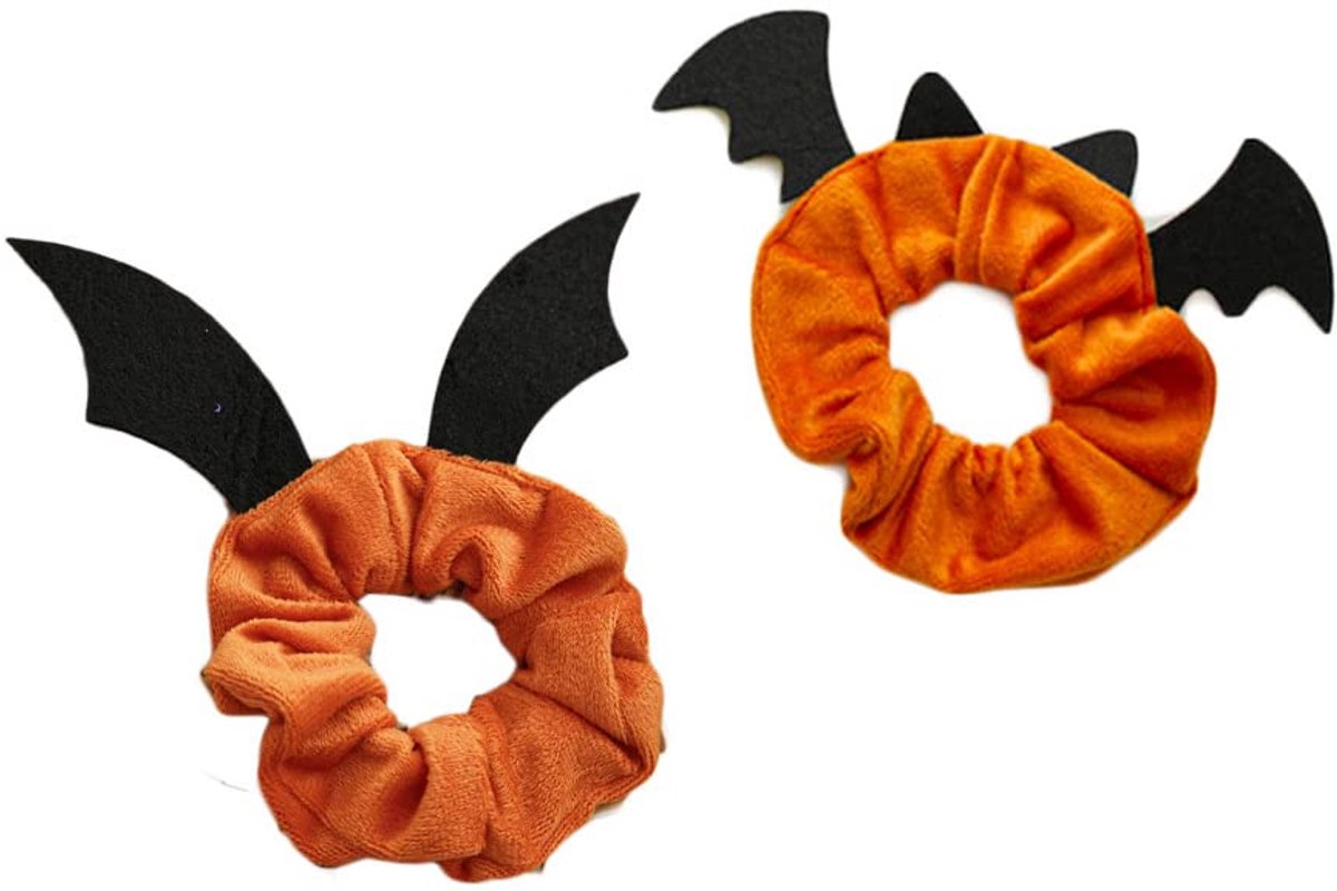 Halloween Haarscrunchies met Pompoenmotief – Set van 2 – Feestelijk Haaraccessoire voor Cosplay en Kostuum