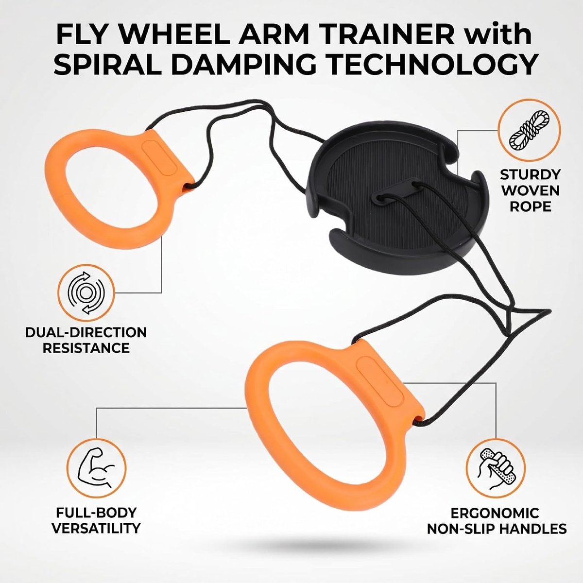 Vliegwiel Weerstandstrainer - Arm Trainer Kracht - Krachtopbouw Training - Innovatieve Spiraaldemping - Niet gespecificeerd - Oranje Zwart