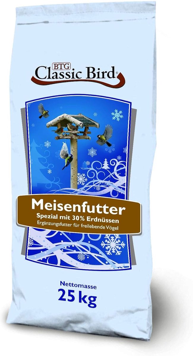 Mezenfutter 25 kg - 30% Erdnüsse - uitgebalanceerde mix - ideaal voor freilebende vogels - SnelShoppen