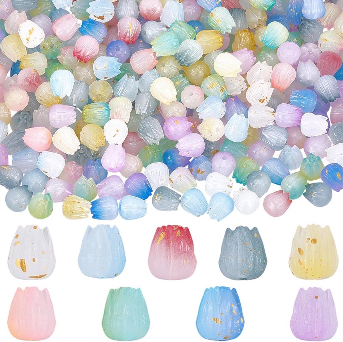 Kralen esthetische sieraden kralen ondoorzichtige kleurrijke geassorteerde knop bloemen glitter gladde losse afstandhouders voor sieraden armbanden