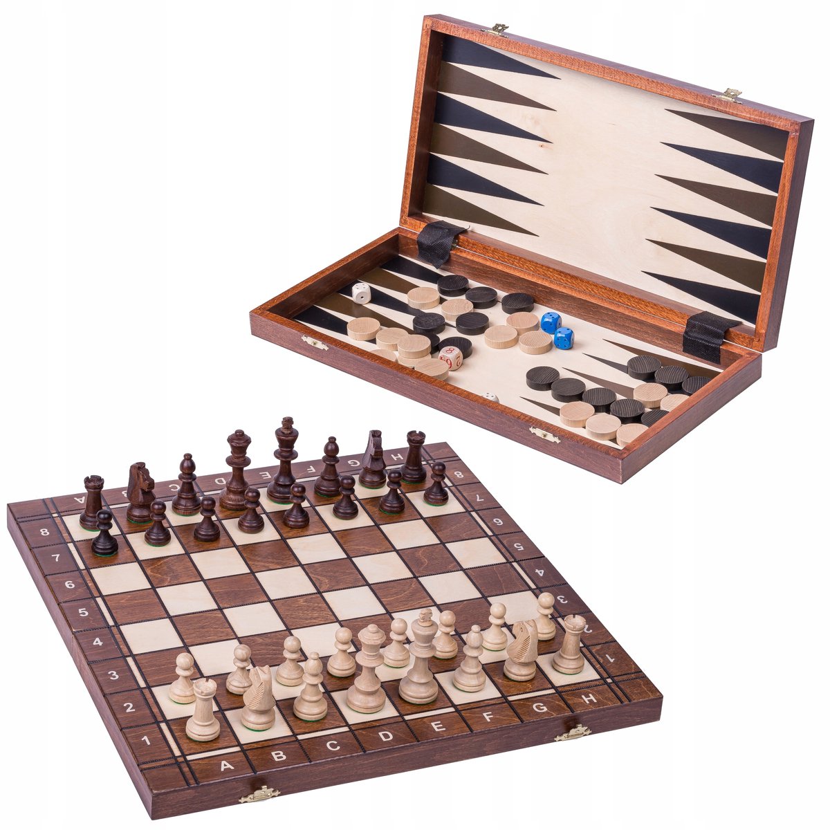 Senator 3-in-1 Houten Spel: Schaak, Dammen & Backgammon 41x41cm