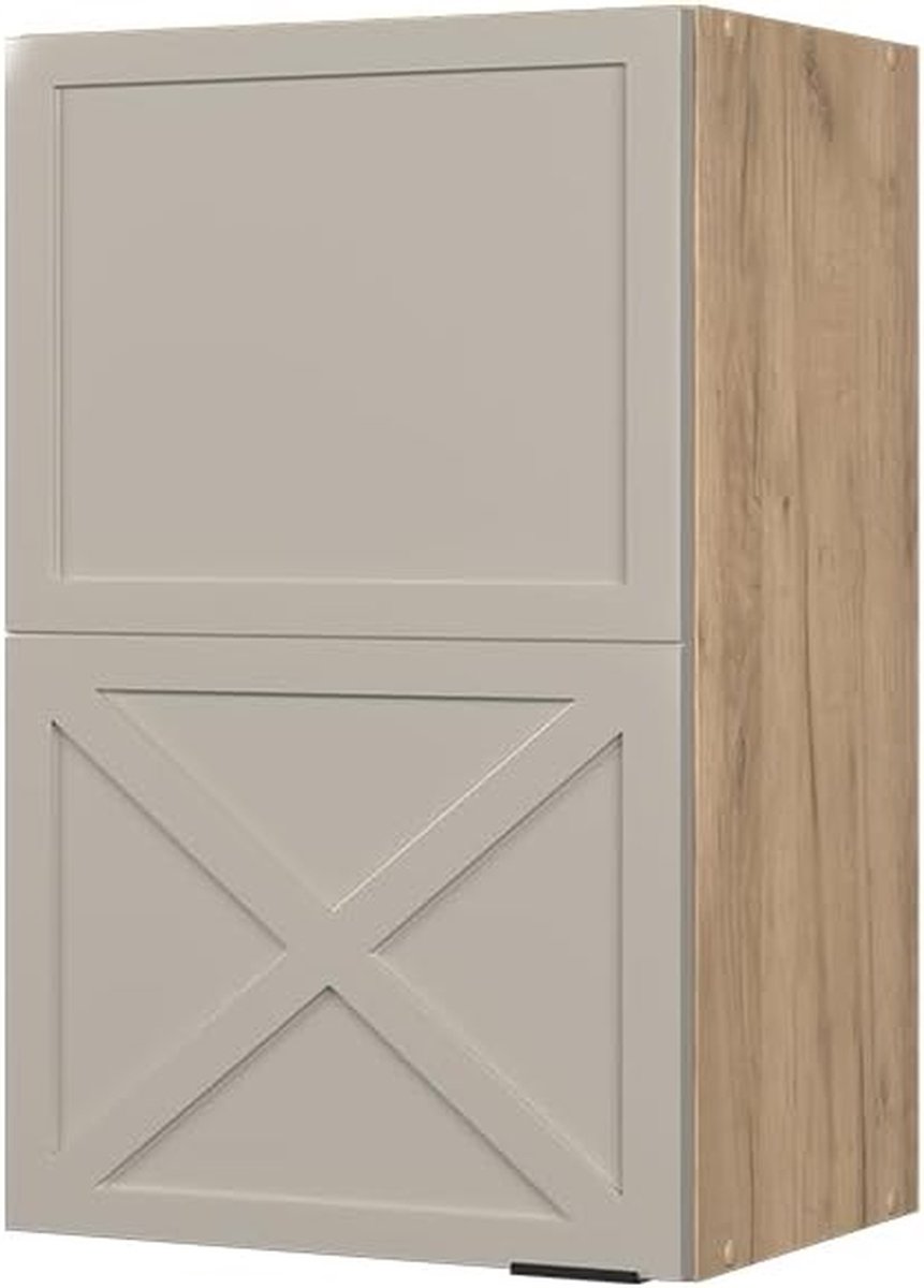 Hangkast Keuken - Wandkast Opbergen - Keuken Organiseren - Soft-close Scharnieren - 45 cm Breed - GrijsBeige