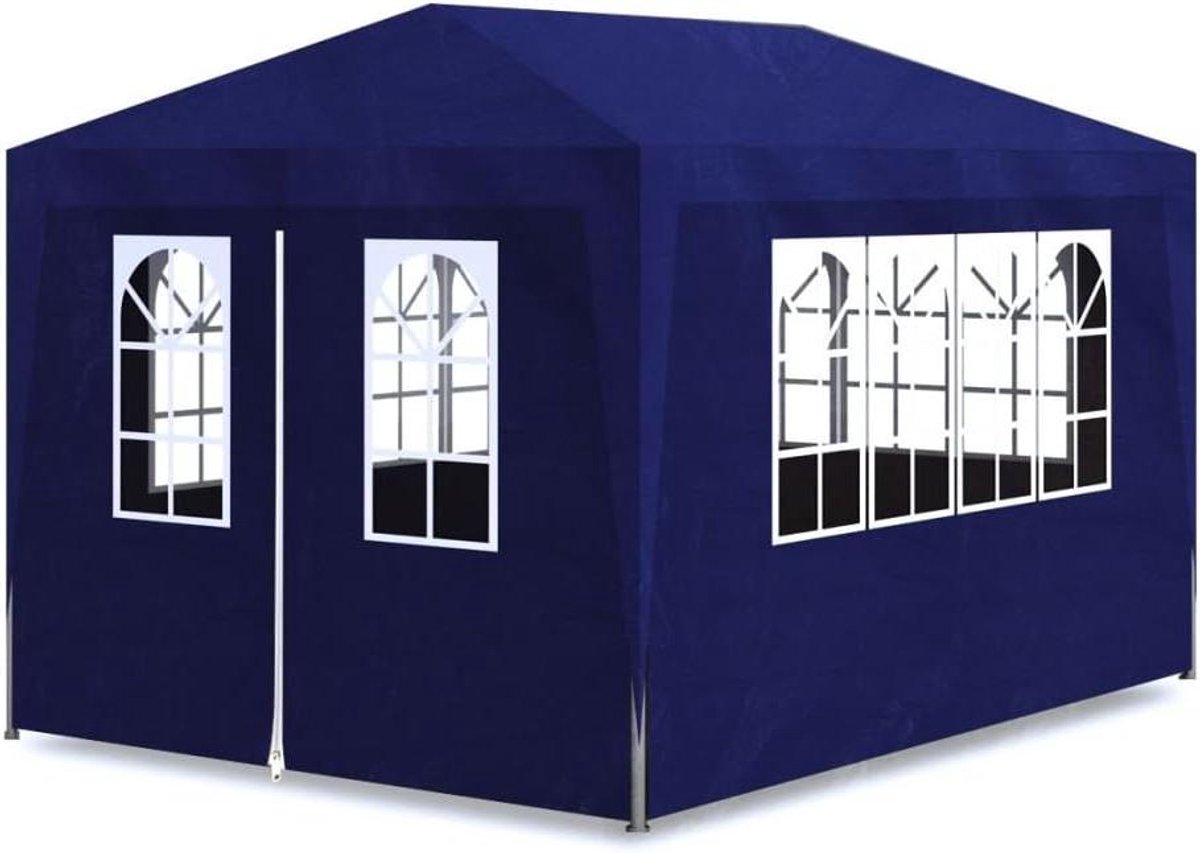 Tuinpaviljoen Partytent - Feesttent Luifel - Buitenfeesten Organiseren - Waterdicht Polyethyleen - 4x3 Meter - Blauw