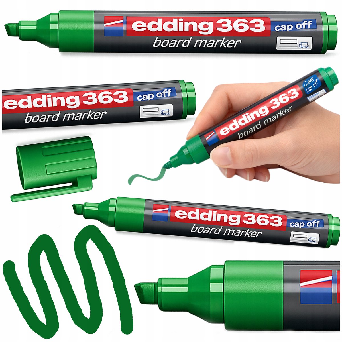 Edding Groene Stiften voor Whiteboards - Vervaagbestendig & Makkelijk Uitwisbaar