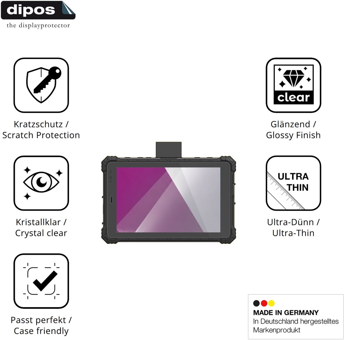 dipos – 2x Beschermfolie geschikt voor Conker NS108 MRZ | Krasbestendige & heldere Screenprotector Ultra-Thin