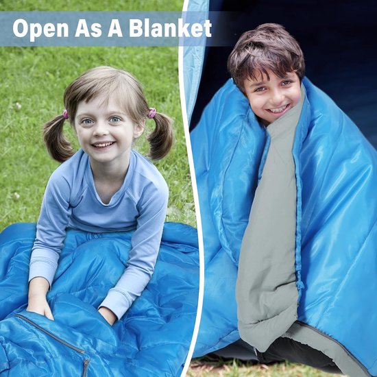 Slaapzak Kinderen - Kampeerzak - Buiten slapen - Verstelbare lengte - Tot 170 cm - Blauw — afbeelding 2