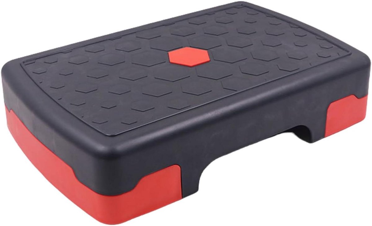 Fitness Stap - Pilates Stepper - Lichaamsvorming - Antislipbeveiliging - 45x30x10 cm - Zwart/Rood