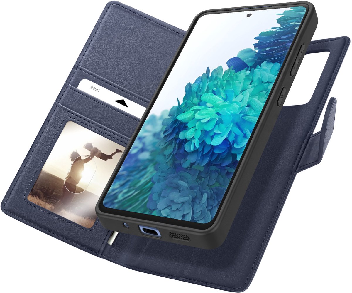 Mayaxess, Portemonnee Hoesje Geschikt voor Samsung Galaxy S20 Anti-RFID met Afneembare Case, Nachtblauw