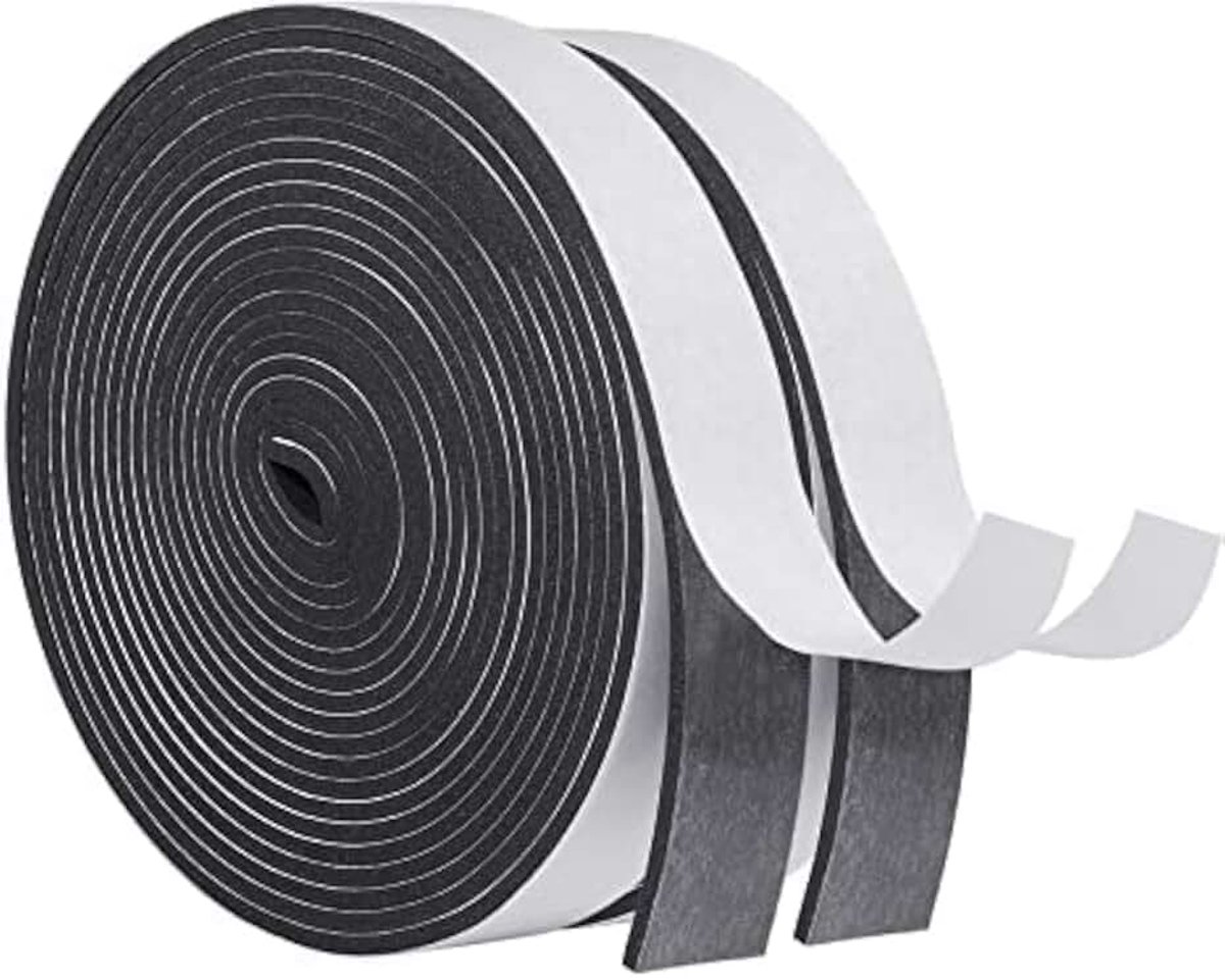 Zelfklevende I-profiel tochtstrip 25mm (b) x 3mm (d)/x10m zwart2 | tochtstopper voor ramen en deuren, geluiddichte, waterdichte en stofdichte strip tegen koude tocht en botsing