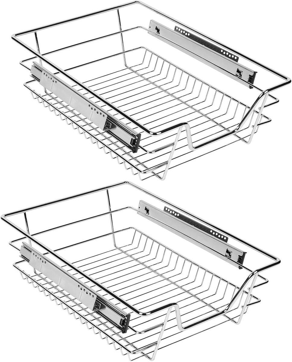 Lade, 2 x 40 cm, uittrekbare lade, keuken, metalen kastlade, belastbaar, volledig uittrekbaar voor keukenkasten, keukenkast, huishoudelijk keukenrek, keukenlade