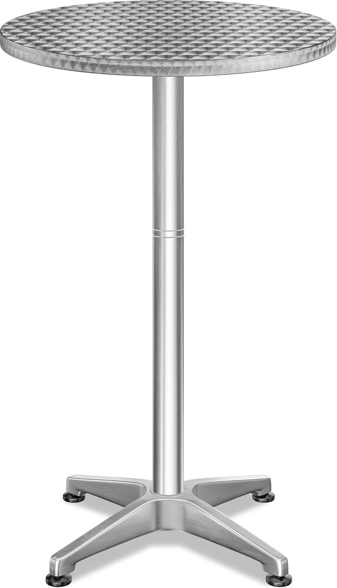 2in1 Statafel Inklapbaar Hoogteverstelbaar 70 cm 115 cm Hoog Aluminium Rond Ø 60 cm Weerbestendig Bistrotafel | Rond, binnen en buiten, bistrotafel, party, klaptafel van roestvrij staal, weerbestendig, 4 poten