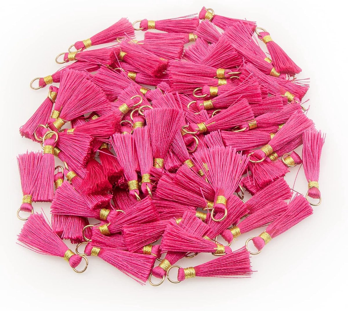 Kwastjes Donker Roze Kwastje Kleine Handgemaakte 1.2Inch/3Cm Craft Kwastjes Met Gouden Jump Ring Voor Oorbel Sieraden Ketting Maken Accessoires DIY