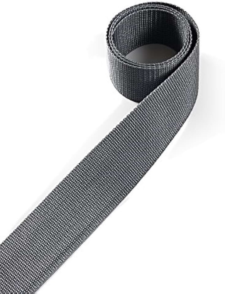 riem 20 mm breed, 4 meter lang, kleur: 22 - zilvergrijs | ook 25 mm, 30 mm, 40 mm of 50 mm breed | in 4 of 12 meter | 30 kleuren