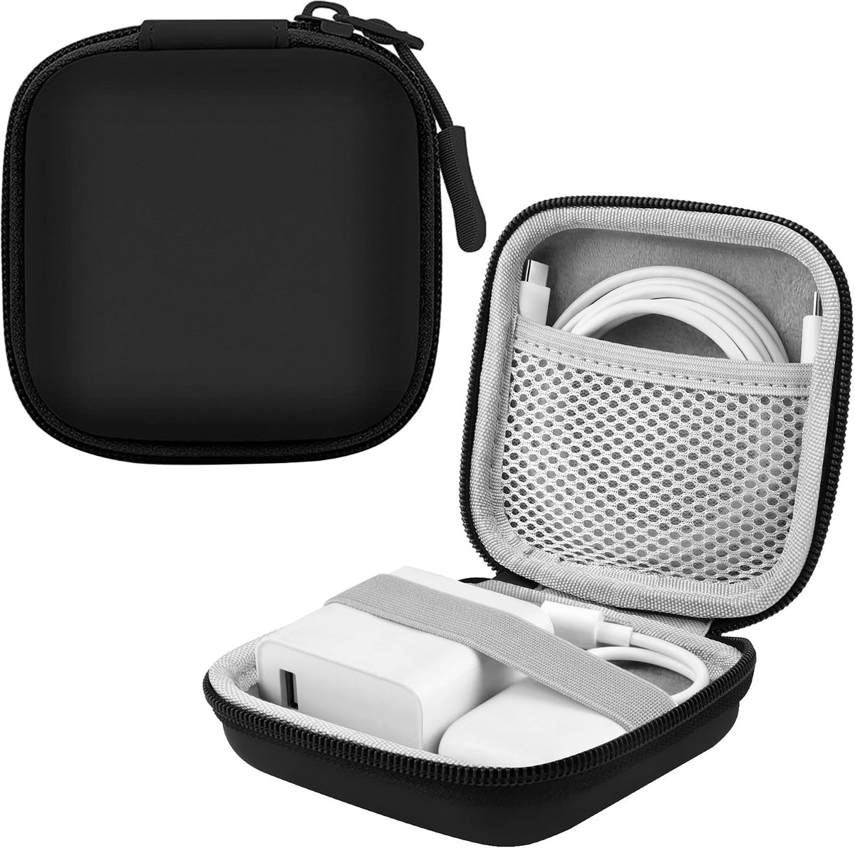 Opbergtas voor op reis, robuuste opbergtas met ritssluiting voor USB-kabels, opladers, SD-kaarten, powerbanks, compact en ruimtebesparend voor reizen, kantoor en huishouden