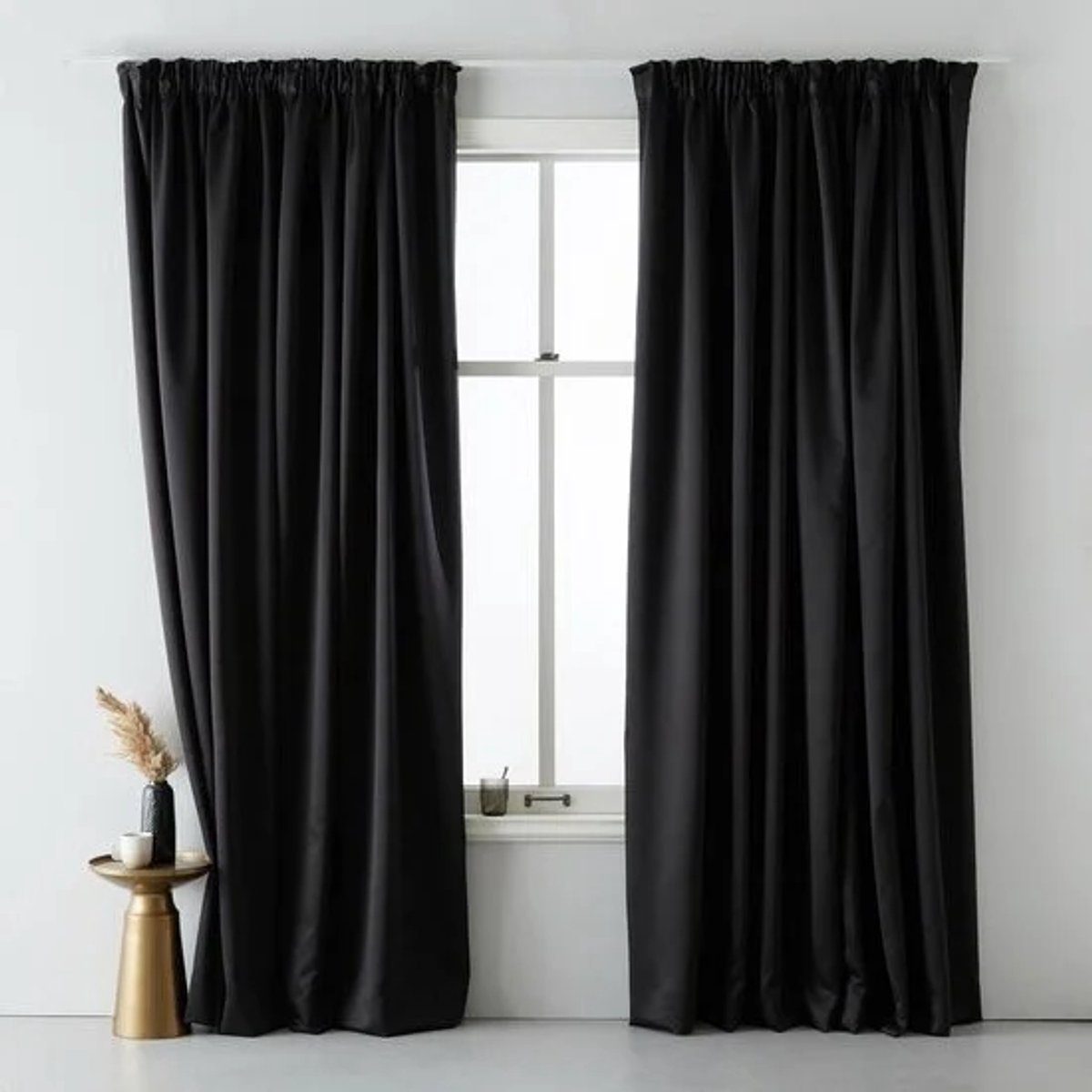Gordijnen kant en klaar met haakjes - 280 B x 270 L - 80% verduisterend - Zwart