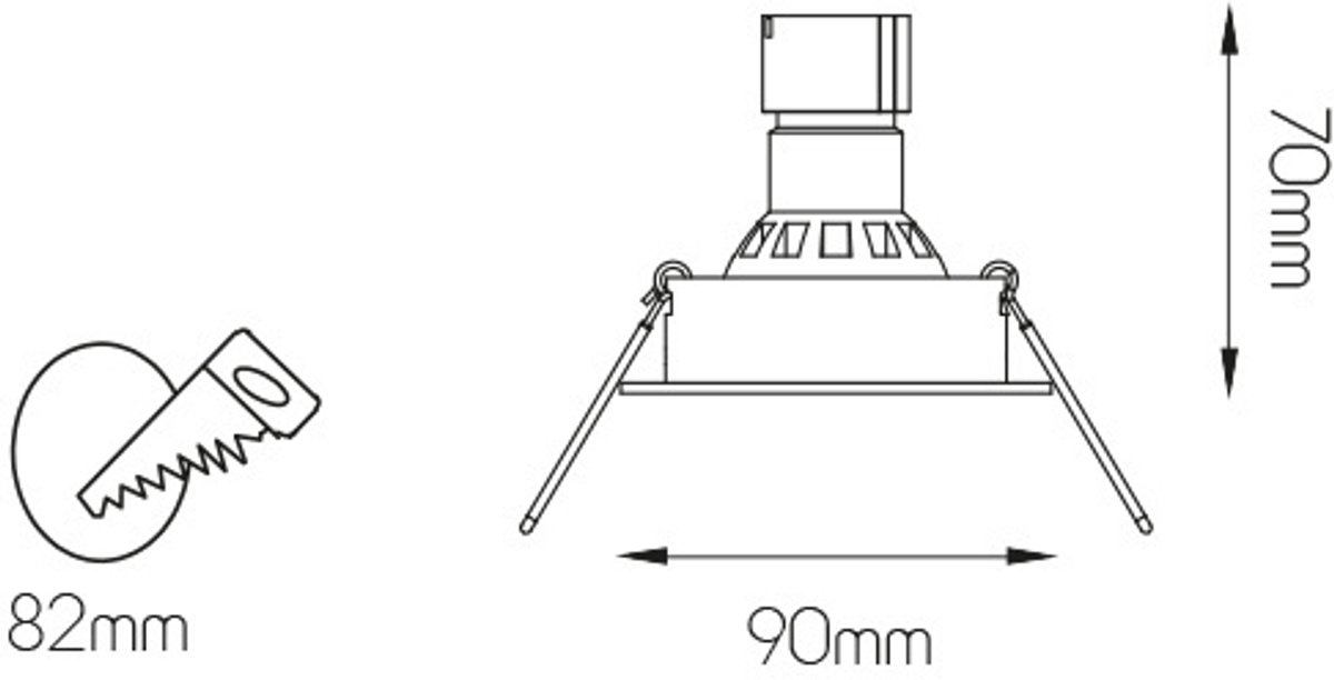 Lina vierkante inbouwspot in wit aluminium voor GU10-lamp tot 5W, 90 x 90 mm, IP20, dimbaar