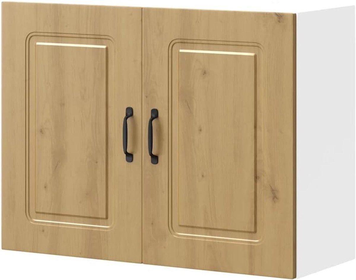 Keukenwandkast - Opbergkast Keuken - Keuken Organiseren - Stabiel Houtmateriaal - 80 x 60 cm - Eikenkleur