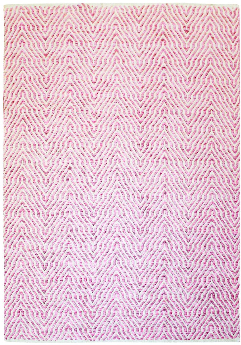 Padiro laagpolig vloerkleed 80 x 150 cm - pink - abstract modern - geschikt voor vloerwarming - handgeweven van katoen