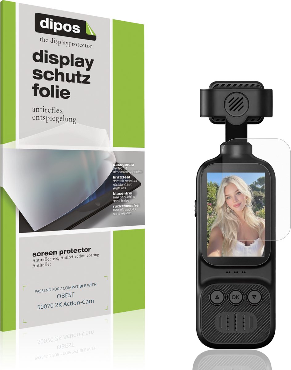 dipos – 4x Matte Beschermfolie geschikt voor OBEST 50070 2K Action-Cam | Krasbestendige & antireflecterende Screenprotector Ultra-Thin