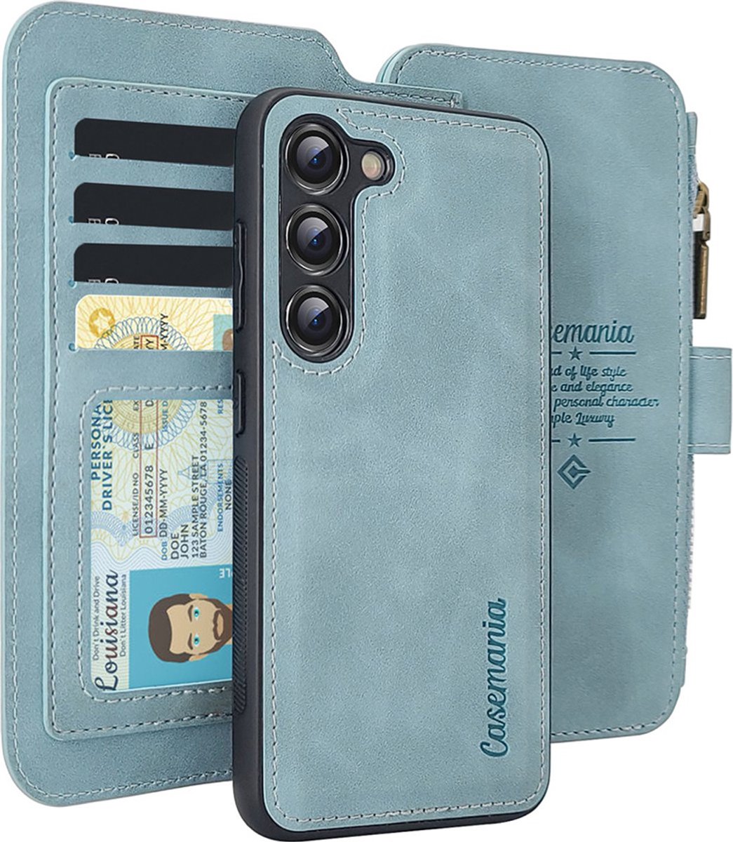 CaseMania Bookcase hoesje geschikt voor Samsung Galaxy A54 - Effen Aqua - Kunstleer - Portemonnee met 11 Vakjes voor Pasjes en Ritsvak