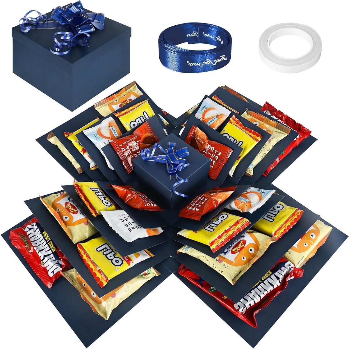 Verrassingsdoos Creatief - Explosiedoos Handgemaakt - Cadeau Presenteren - Vijflaags Design - 33 x 23 cm - Wit
