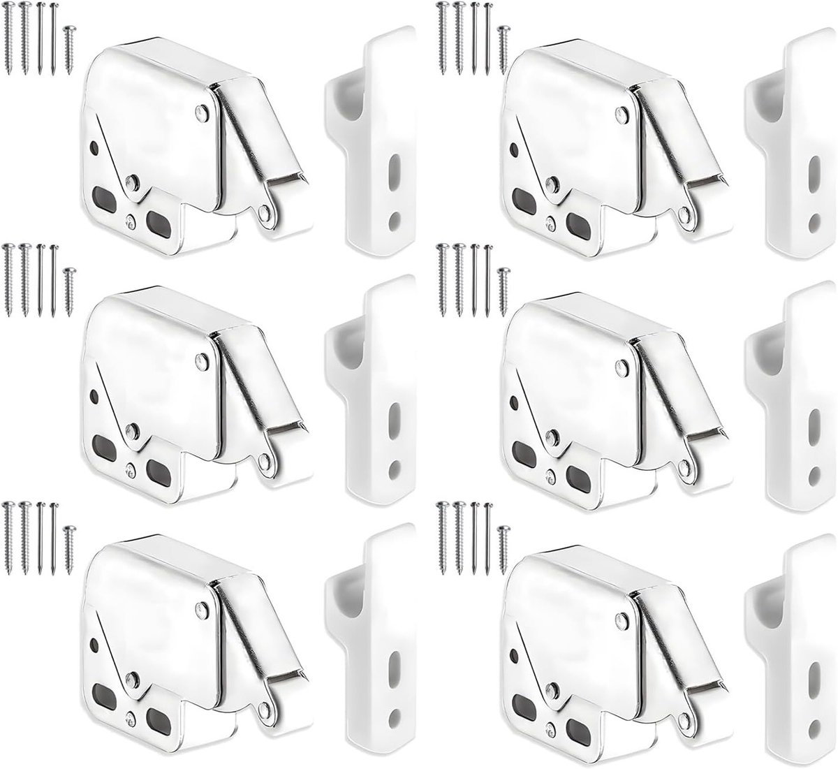 6 Stuks Kastslot met Veer, Draagbare Deursluitingen voor Kasten, Automatische Veersloten voor Meubels en Kledingkasten, Eenvoudig te Installeren en Veilig te Gebruiken
