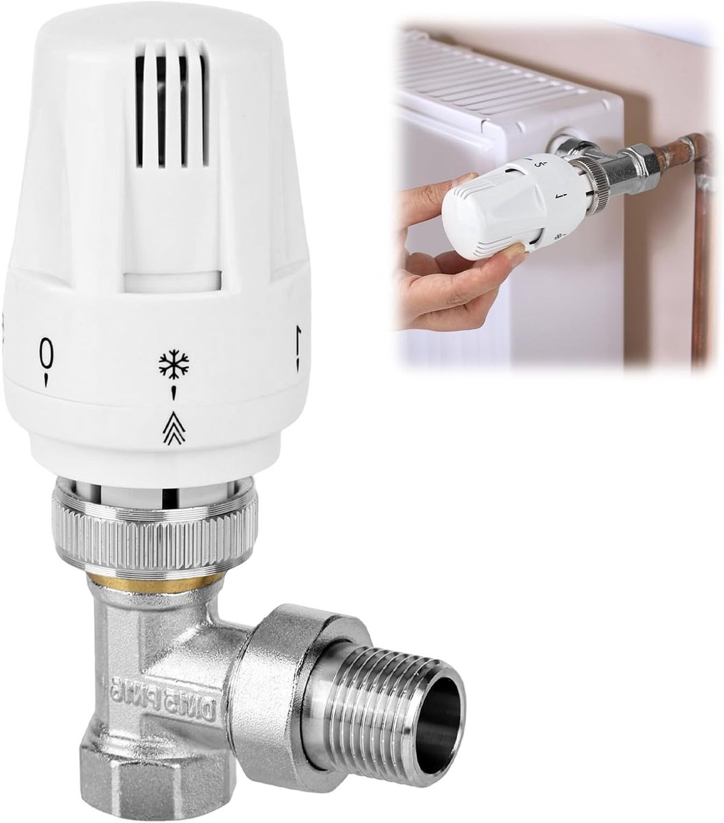 Thermostatische Radiatorafsluiter Set DN15 met Messing Thermostatische Kop en Aansluitinge