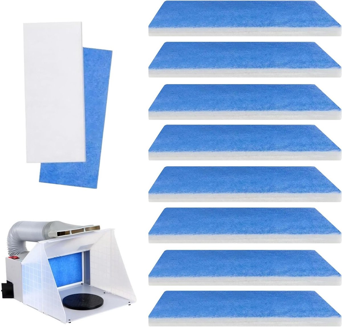 8 stuks dubbellaags luchtfilters voor spuitcabines, reservefilters voor airbrush en spray booth, ideaal voor verf- en luchtkwasttoepassingen