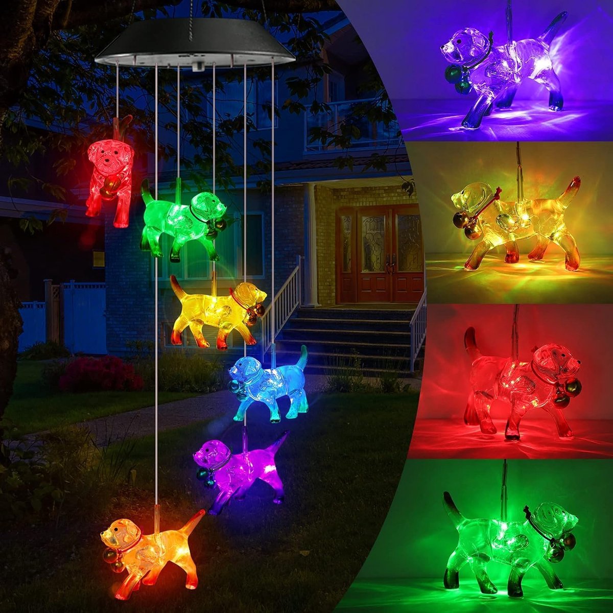 SnelShoppen - Solar Wind Chime voor Tuin, 6 LED Tuinlantaarns, Waterdichte Multicolor Decoratie voor Boom en Balkon, Perfecte Cadeau voor Moeder/Vrouw
